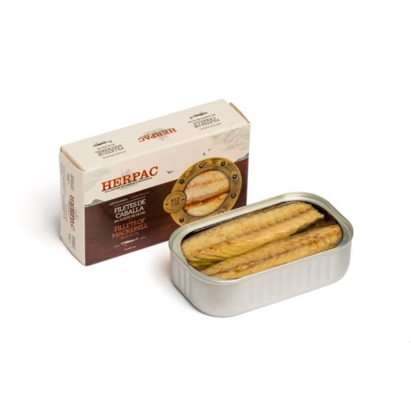 Mackerel fillet in olive oil, Herpac, 120 gr.