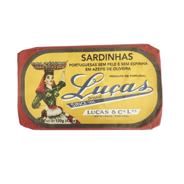 Sardinas sin piel y sin espinas en aceite, conservas lucas 120gr