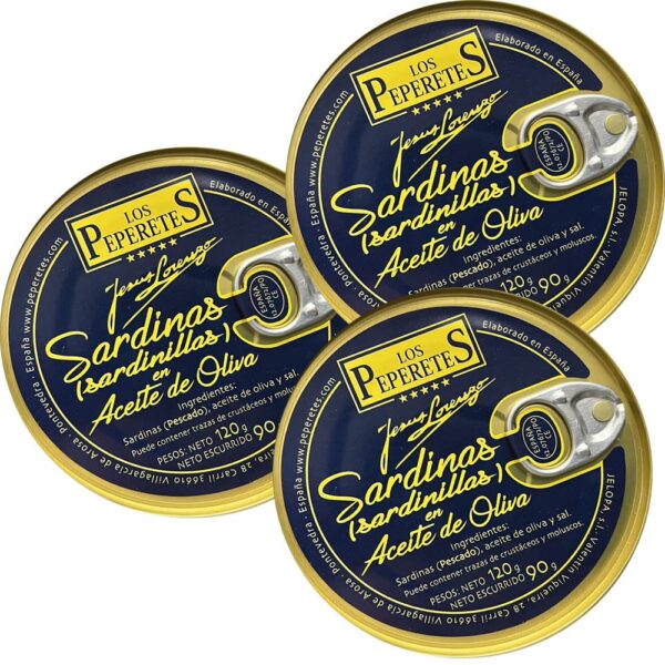 Sardinillas en aceite de oliva, los Peperetes (3 latas)
