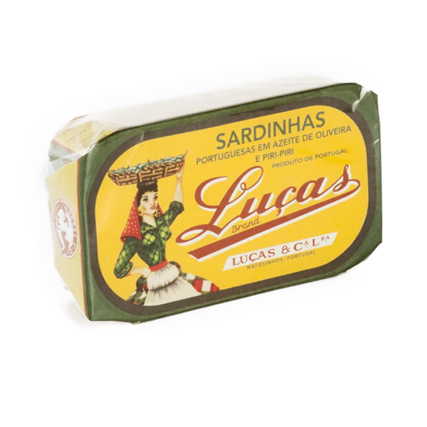 Sardinas en aceite de oliva Piri Piri, conservas lucas 120gr