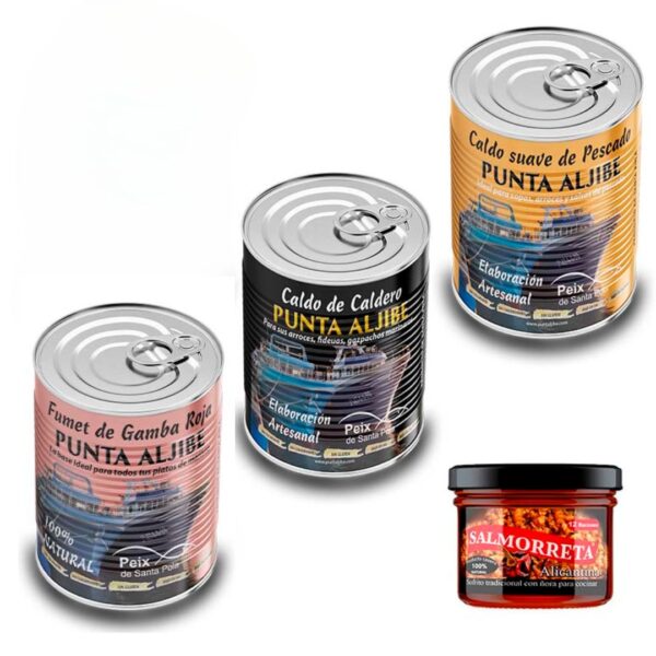 Pack de 3 caldos de pescado para arroces con salmorreta