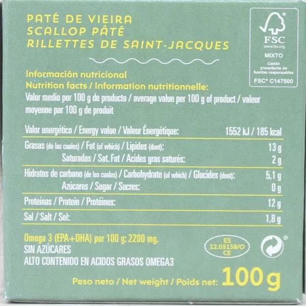 Paté de vieira, 100 gr. Agromar - Imagen 2